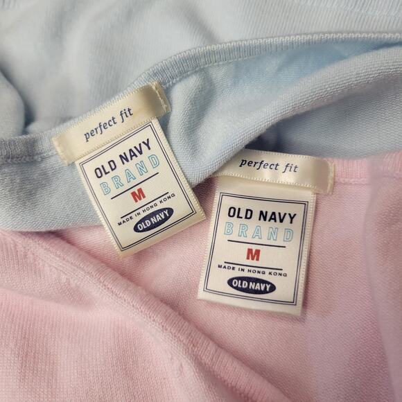 Old Navy Sweater Tank Womens Medium Lot of 2 Blue Pink Perfect Fit Knit V Neck - Picture 2 of 11